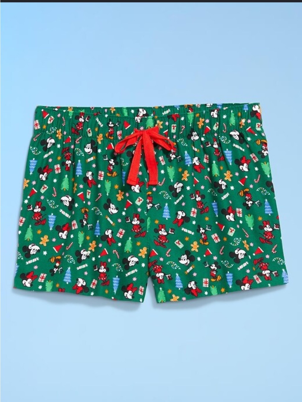 Disney Green & Red Mickey Holiday Sleep Shorts
